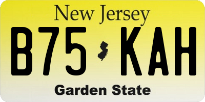 NJ license plate B75KAH