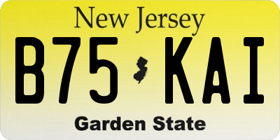 NJ license plate B75KAI