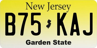 NJ license plate B75KAJ