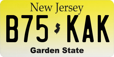 NJ license plate B75KAK