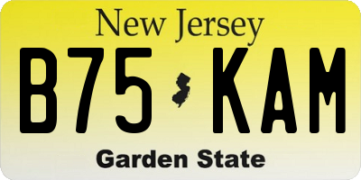 NJ license plate B75KAM