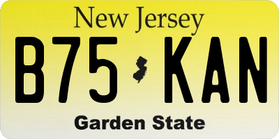 NJ license plate B75KAN