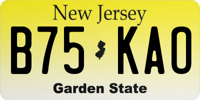 NJ license plate B75KAO