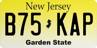 NJ license plate B75KAP