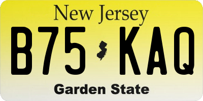 NJ license plate B75KAQ