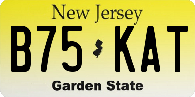 NJ license plate B75KAT