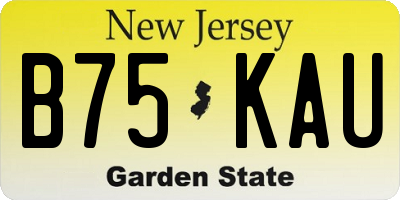 NJ license plate B75KAU