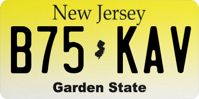 NJ license plate B75KAV