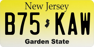 NJ license plate B75KAW