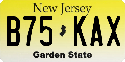 NJ license plate B75KAX