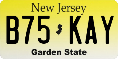 NJ license plate B75KAY
