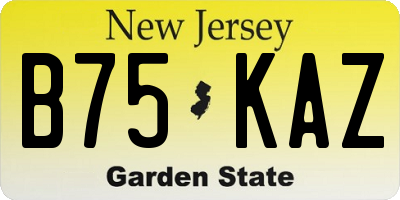 NJ license plate B75KAZ