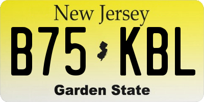 NJ license plate B75KBL