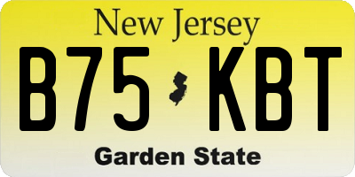 NJ license plate B75KBT