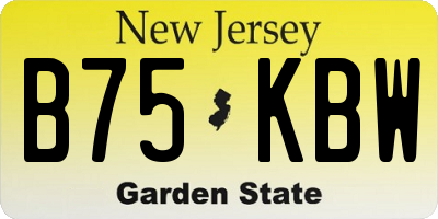 NJ license plate B75KBW