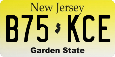 NJ license plate B75KCE