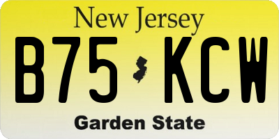 NJ license plate B75KCW