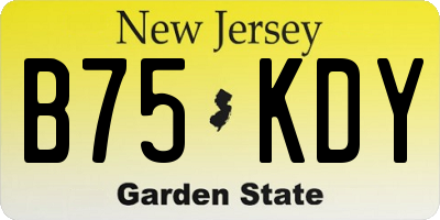 NJ license plate B75KDY