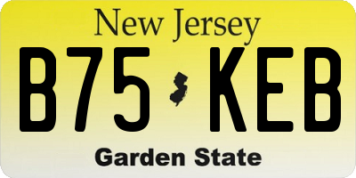 NJ license plate B75KEB