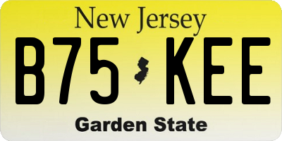 NJ license plate B75KEE