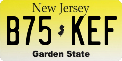 NJ license plate B75KEF