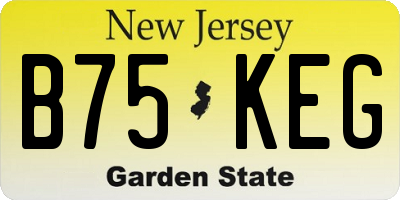 NJ license plate B75KEG