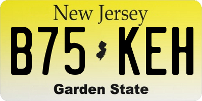 NJ license plate B75KEH