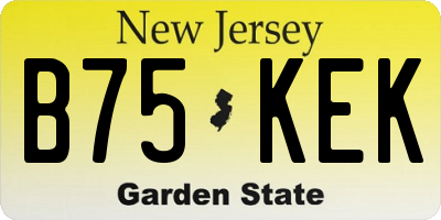 NJ license plate B75KEK