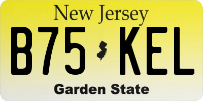 NJ license plate B75KEL