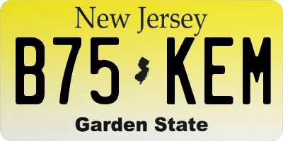 NJ license plate B75KEM