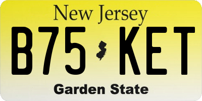NJ license plate B75KET