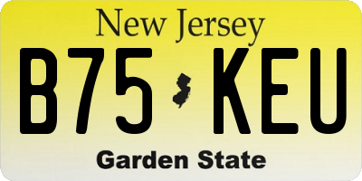 NJ license plate B75KEU