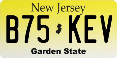 NJ license plate B75KEV