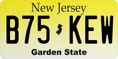 NJ license plate B75KEW