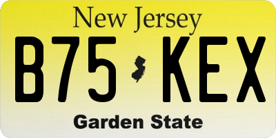 NJ license plate B75KEX