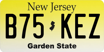 NJ license plate B75KEZ