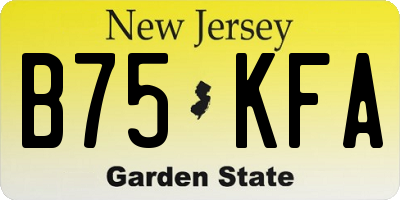 NJ license plate B75KFA