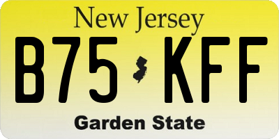 NJ license plate B75KFF