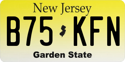 NJ license plate B75KFN