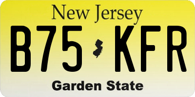 NJ license plate B75KFR