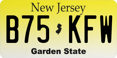 NJ license plate B75KFW
