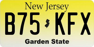 NJ license plate B75KFX