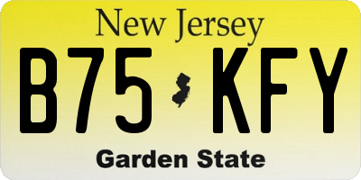 NJ license plate B75KFY