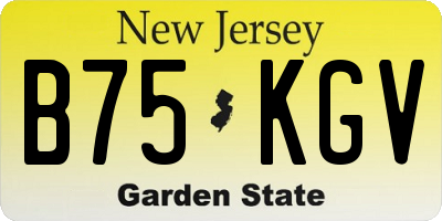 NJ license plate B75KGV