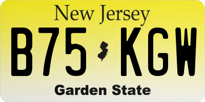 NJ license plate B75KGW