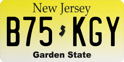 NJ license plate B75KGY
