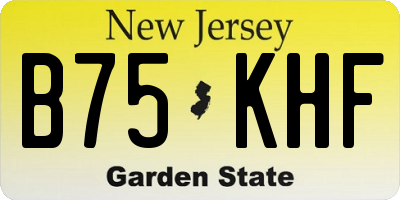 NJ license plate B75KHF