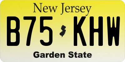 NJ license plate B75KHW