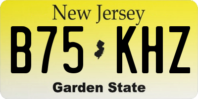 NJ license plate B75KHZ