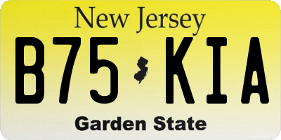 NJ license plate B75KIA